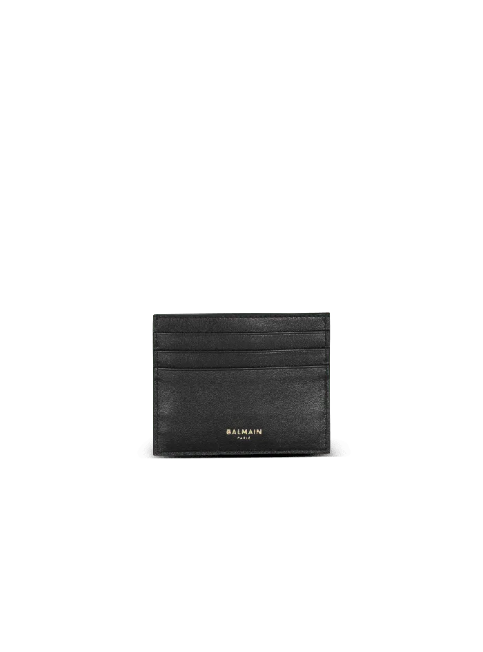 Balmain BBuzz Leather Card Holder Black Women Small Leather Goods