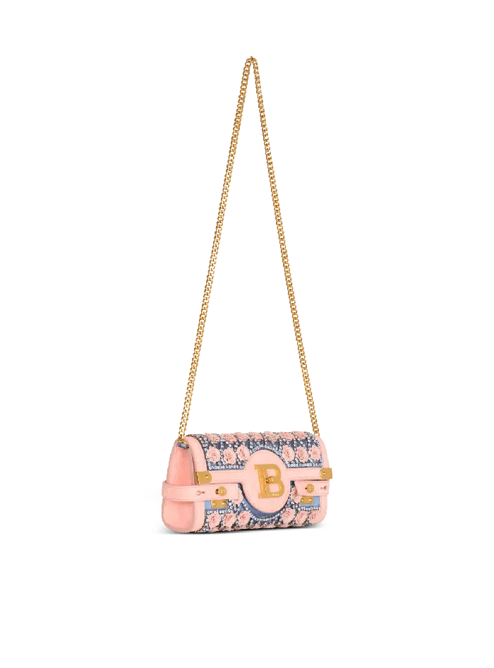 Balmain BBuzz Pouch 23 Embroidered With Diamond And Roses Multicolor Women Clutches