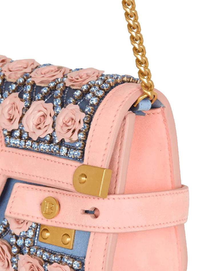 Balmain BBuzz Pouch 23 Embroidered With Diamond And Roses Multicolor Women Clutches
