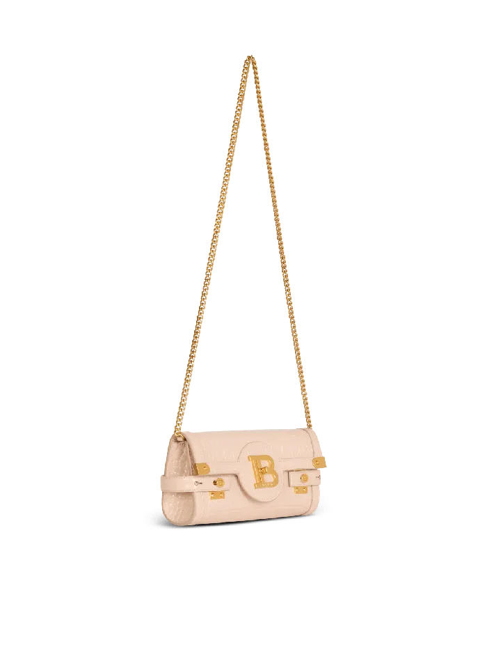 Balmain BBuzz Pouch 23 In Crocodileembossed Calfskin Beige Women Crossbody Bags