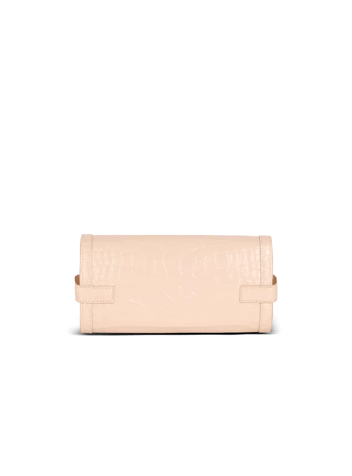 Balmain BBuzz Pouch 23 In Crocodileembossed Calfskin Beige Women Crossbody Bags