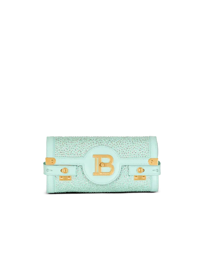 Balmain BBuzz Pouch 23 In Suede And Rhinestones Blue Women Clutches