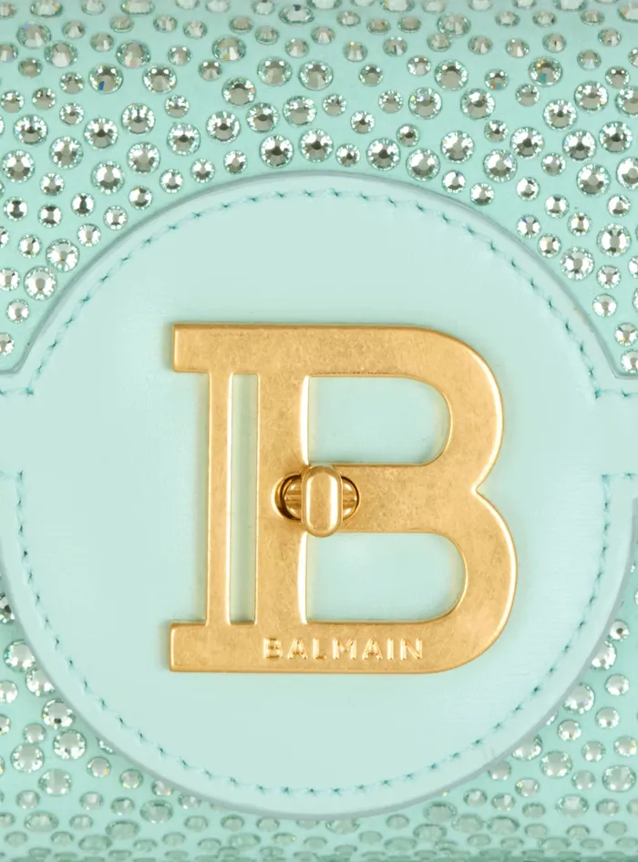 Balmain BBuzz Pouch 23 In Suede And Rhinestones Blue Women Clutches