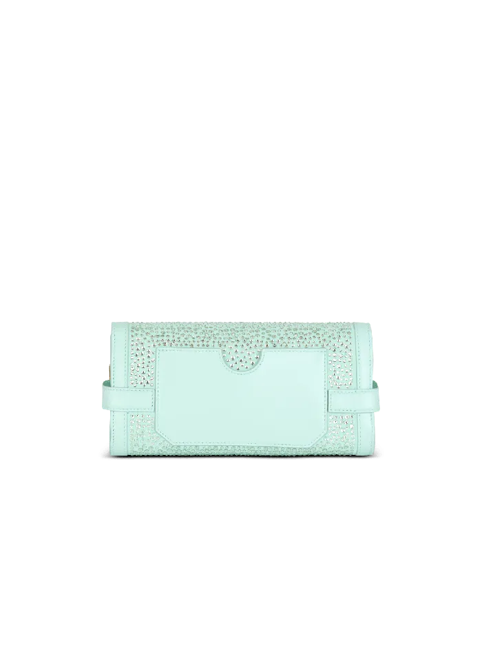 Balmain BBuzz Pouch 23 In Suede And Rhinestones Blue Women Clutches