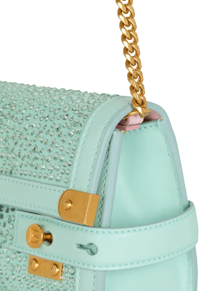 Balmain BBuzz Pouch 23 In Suede And Rhinestones Blue Women Clutches