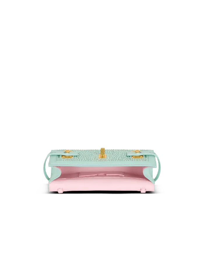 Balmain BBuzz Pouch 23 In Suede And Rhinestones Blue Women Clutches