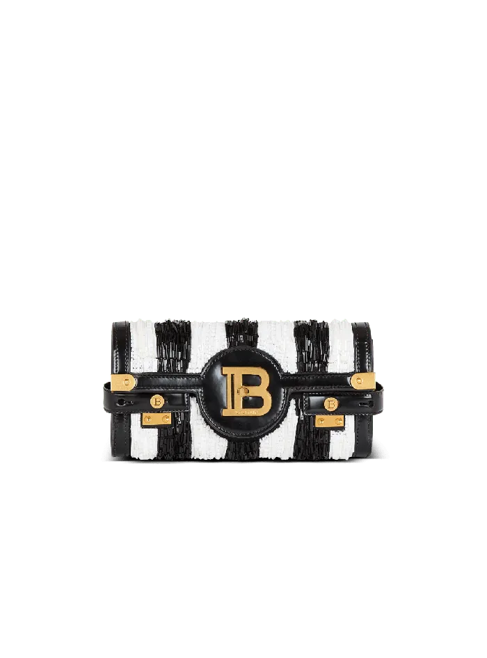 Balmain BBuzz Pouch 23 With Embroidered Stripes Black Women Mini Bags