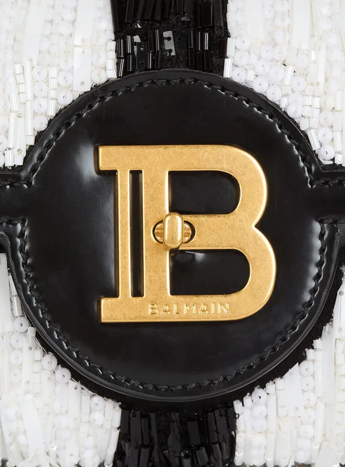 Balmain BBuzz Pouch 23 With Embroidered Stripes Black Women Mini Bags