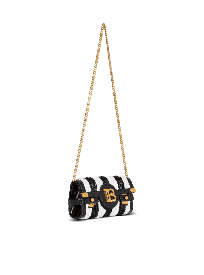 Balmain BBuzz Pouch 23 With Embroidered Stripes Black Women Mini Bags