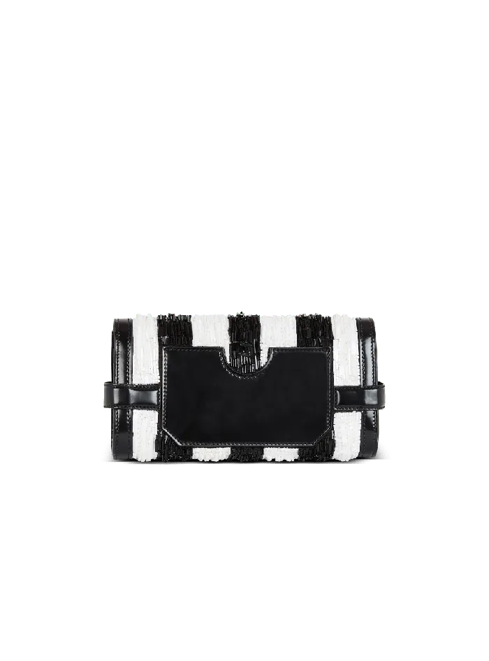 Balmain BBuzz Pouch 23 With Embroidered Stripes Black Women Mini Bags