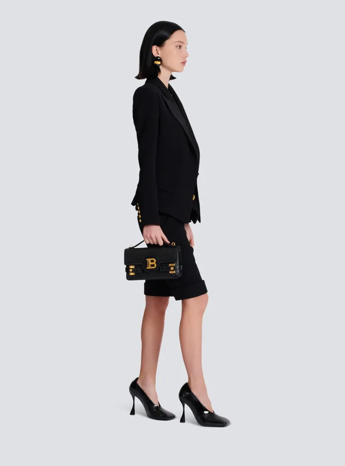 Balmain BBuzz Shoulder 24 Bag In Diamondembossed Calfskin Black Women Handbags