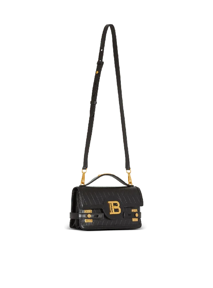 Balmain BBuzz Shoulder 24 Bag In Diamondembossed Calfskin Black Women Handbags