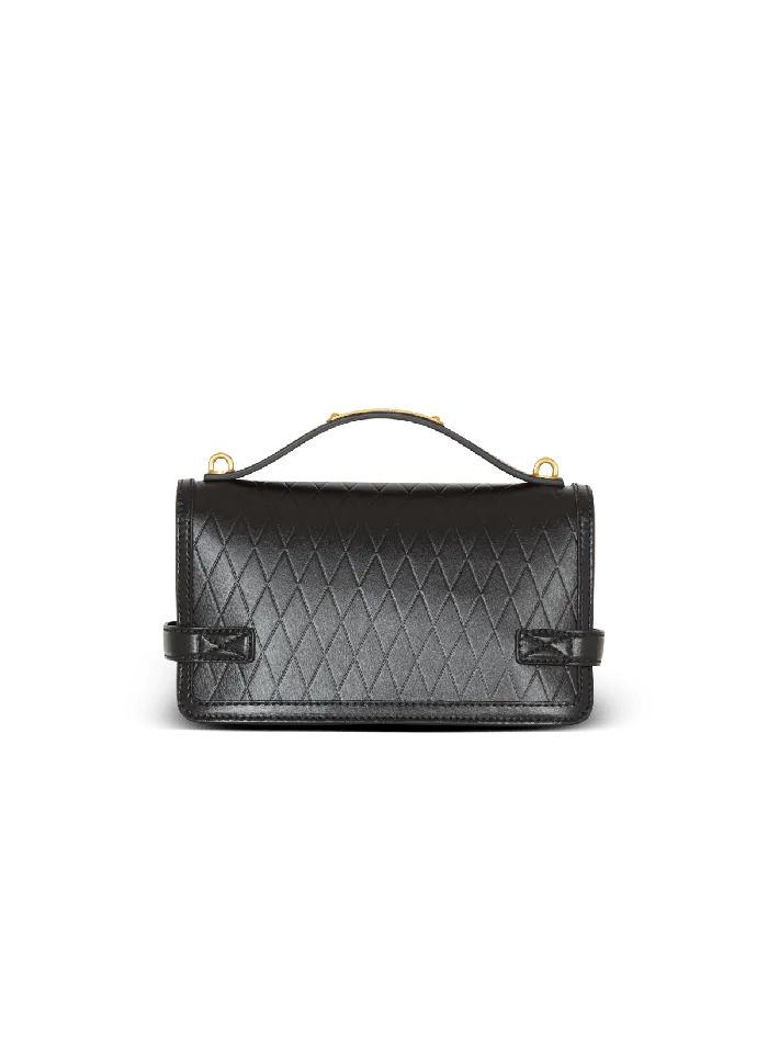 Balmain BBuzz Shoulder 24 Bag In Diamondembossed Calfskin Black Women Handbags