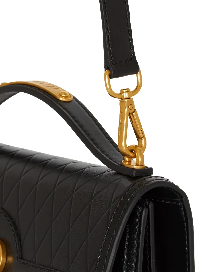 Balmain BBuzz Shoulder 24 Bag In Diamondembossed Calfskin Black Women Handbags
