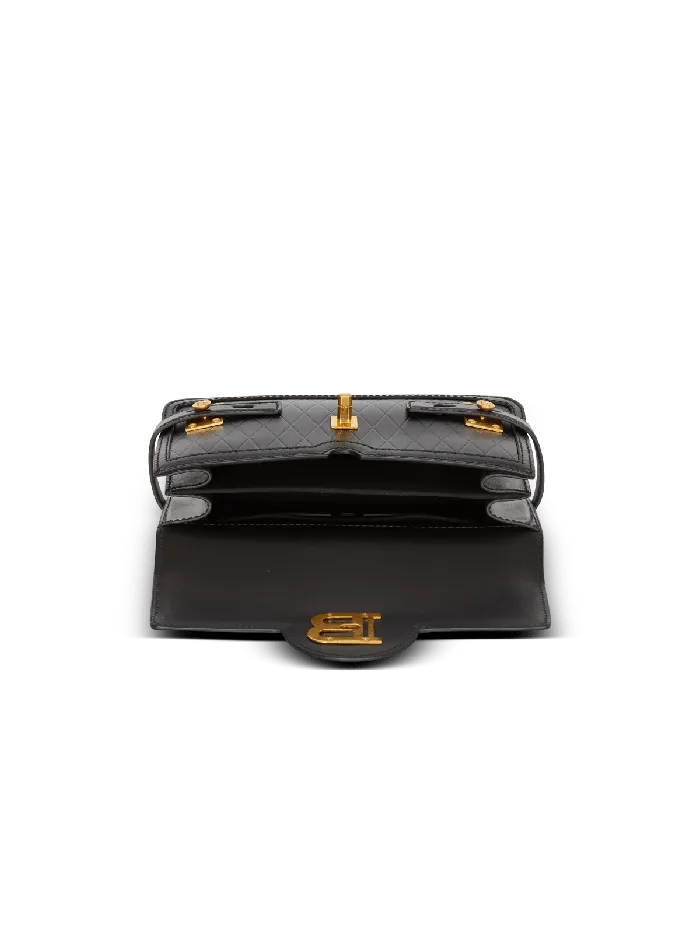 Balmain BBuzz Shoulder 24 Bag In Diamondembossed Calfskin Black Women Handbags