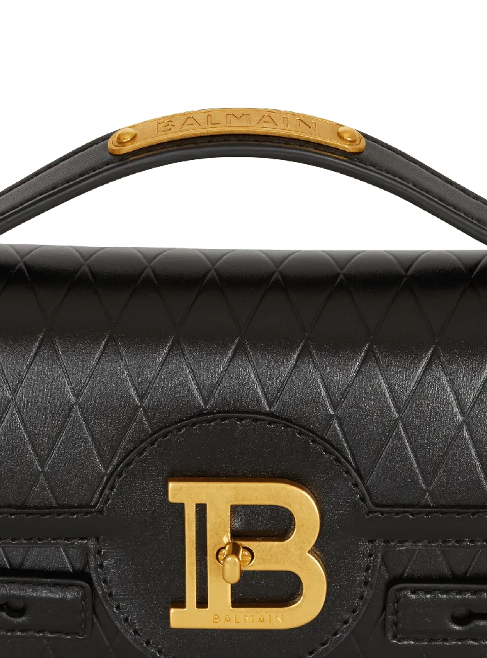 Balmain BBuzz Shoulder 24 Bag In Diamondembossed Calfskin Black Women Handbags