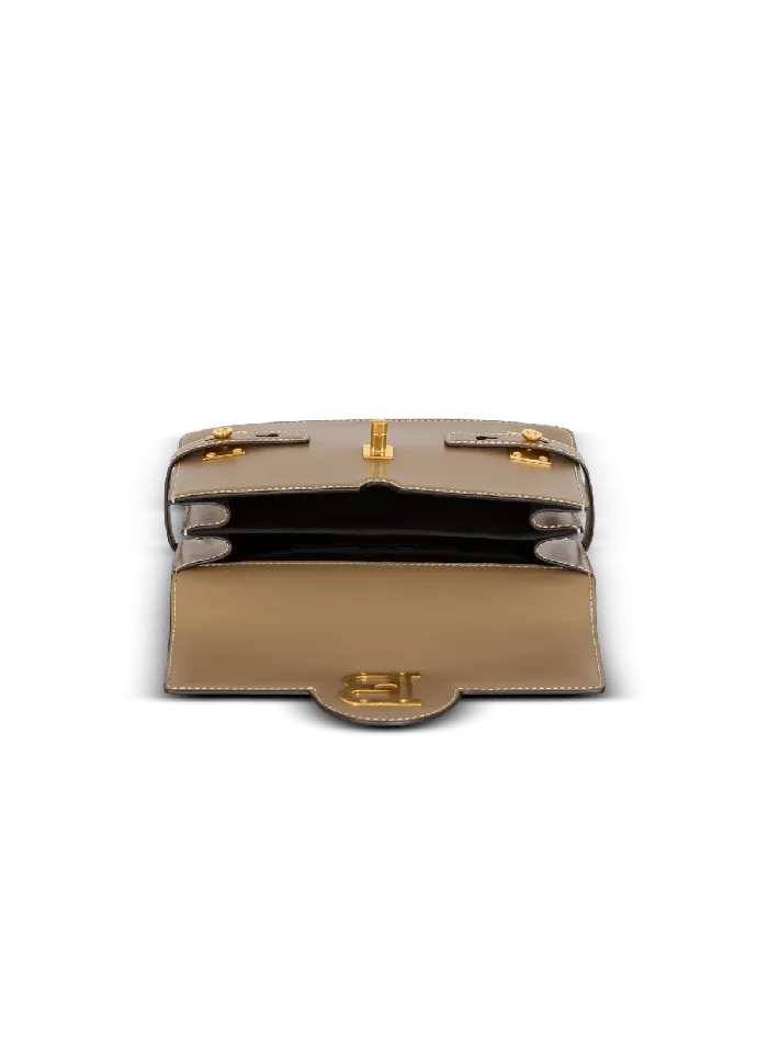 Balmain BBuzz Shoulder 24 Calfskin Bag Brown Women Handbags