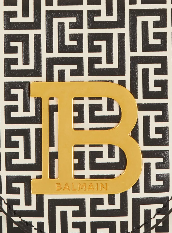 Balmain BBuzz Wallet In Monogrammed Embossed Calfskin Black Women Clutches