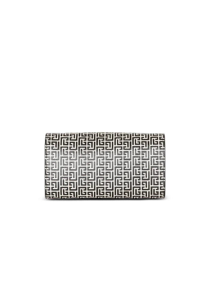 Balmain BBuzz Wallet In Monogrammed Embossed Calfskin Black Women Clutches