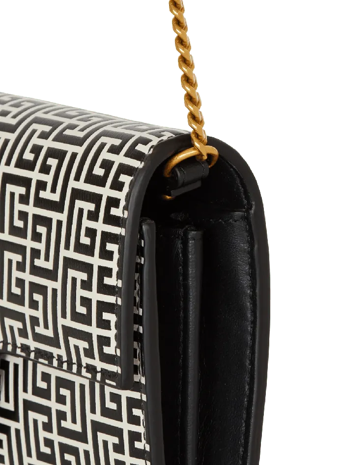 Balmain BBuzz Wallet In Monogrammed Embossed Calfskin Black Women Clutches
