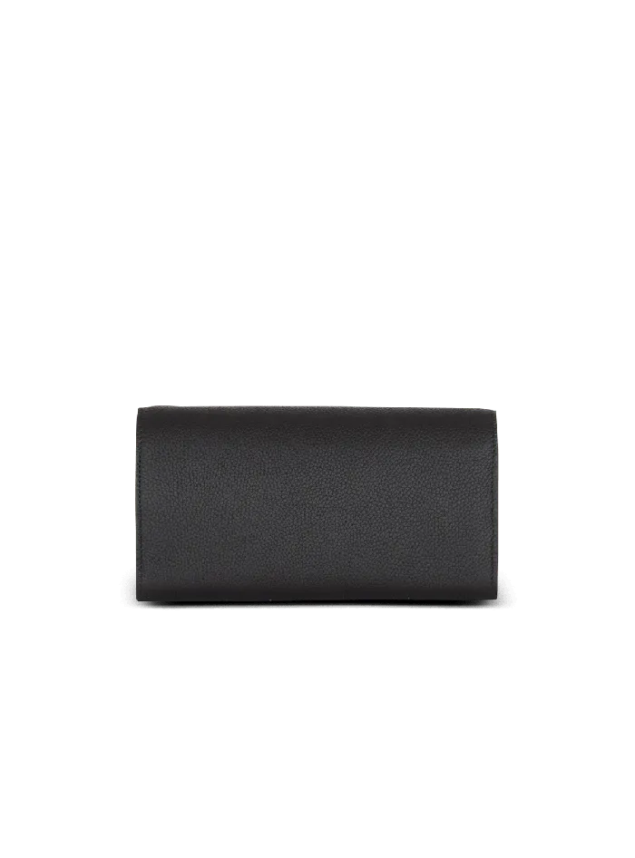 Balmain BBuzz Wallet On Chain In Grained Leather Black Women Small Leather Goods