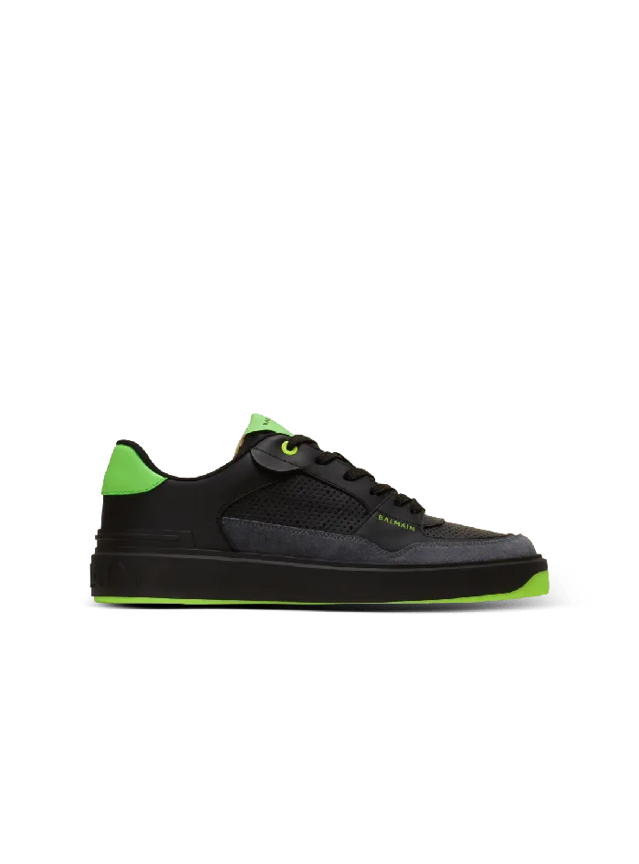 Balmain BCourt Flip Sneakers In Calfskin And Suede Black Men Sneakers