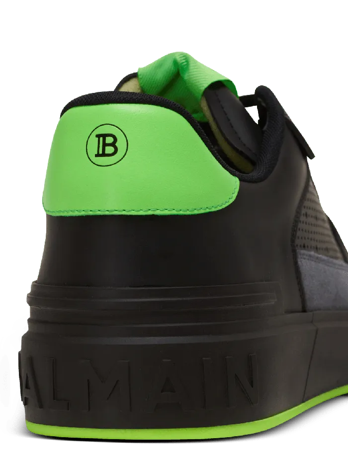 Balmain BCourt Flip Sneakers In Calfskin And Suede Black Men Sneakers
