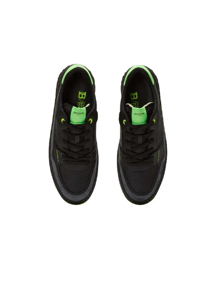 Balmain BCourt Flip Sneakers In Calfskin And Suede Black Men Sneakers