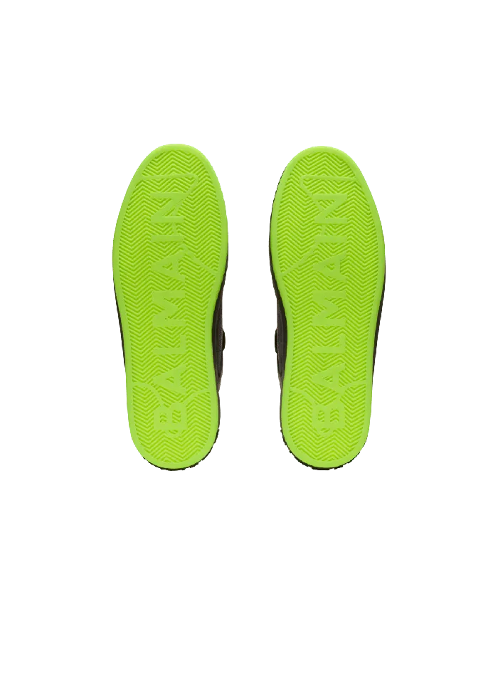 Balmain BCourt Flip Sneakers In Calfskin And Suede Black Men Sneakers