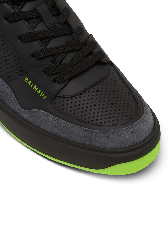 Balmain BCourt Flip Sneakers In Calfskin And Suede Black Men Sneakers