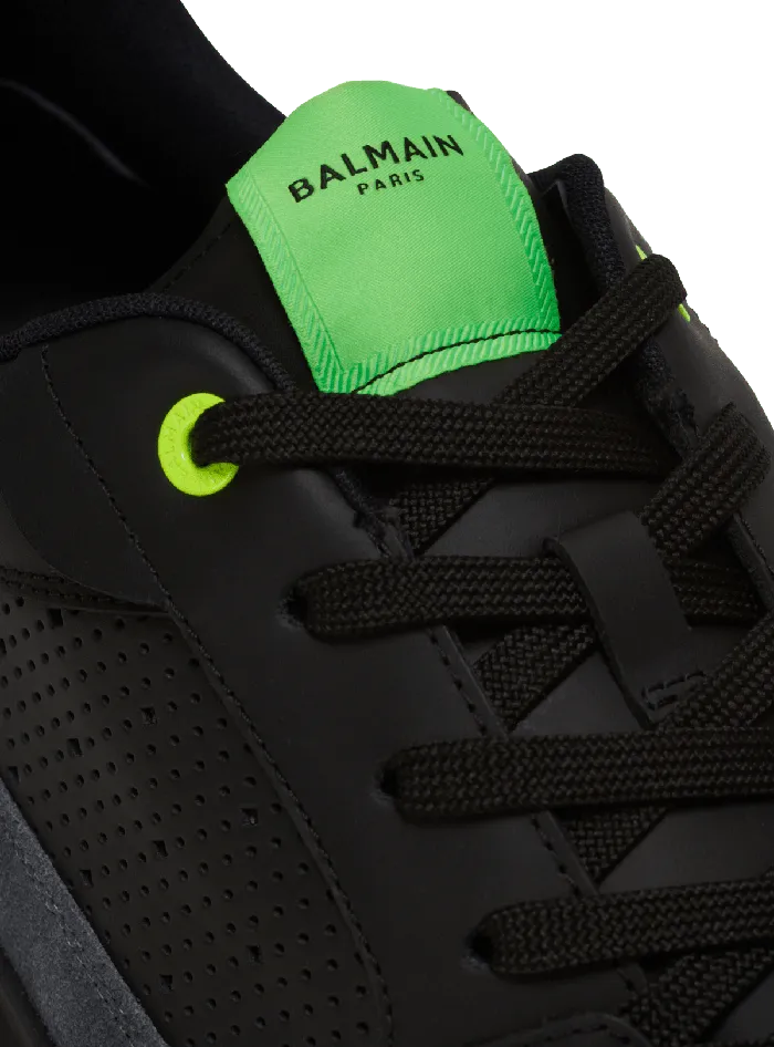Balmain BCourt Flip Sneakers In Calfskin And Suede Black Men Sneakers