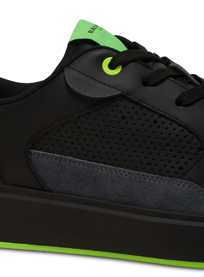 Balmain BCourt Flip Sneakers In Calfskin And Suede Black Men Sneakers