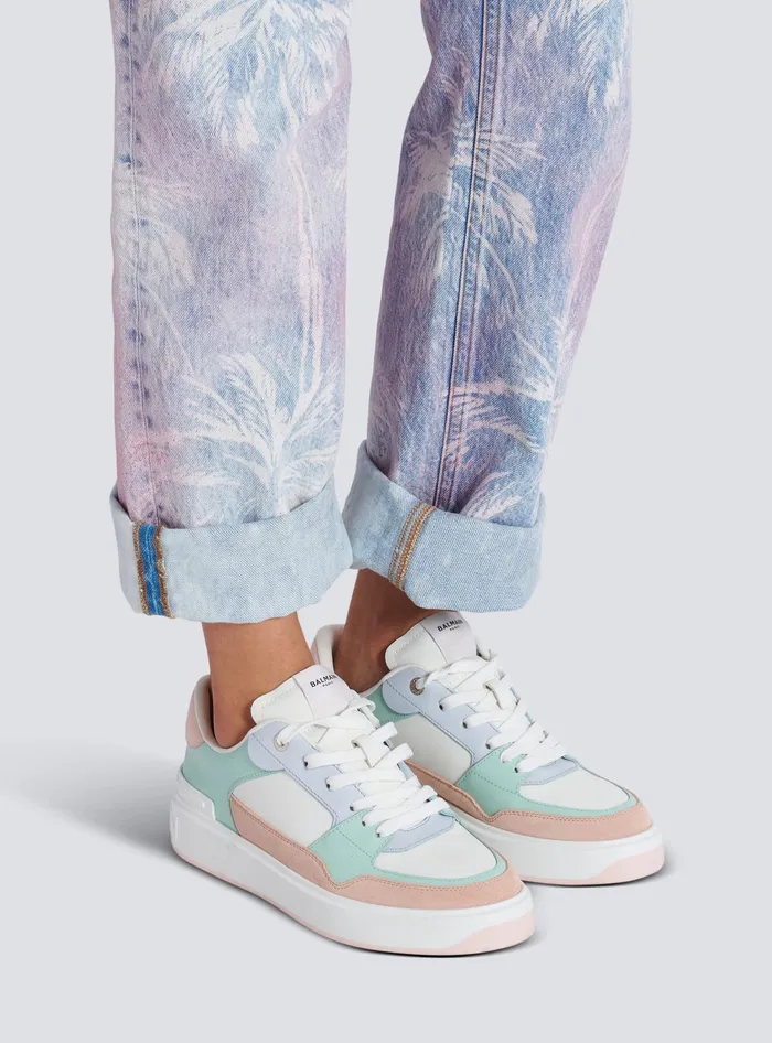 Balmain BCourt Flip Sneakers In Calfskin And Suede Multicolor Women Sneakers