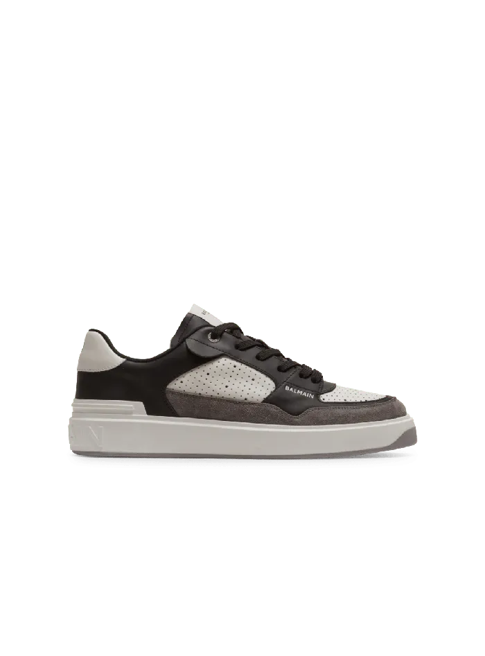 Balmain BCourt Flip Sneakers In Leather And Suede Black Men Sneakers