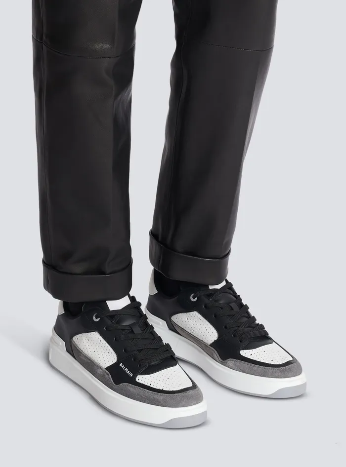 Balmain BCourt Flip Sneakers In Leather And Suede Black Men Sneakers