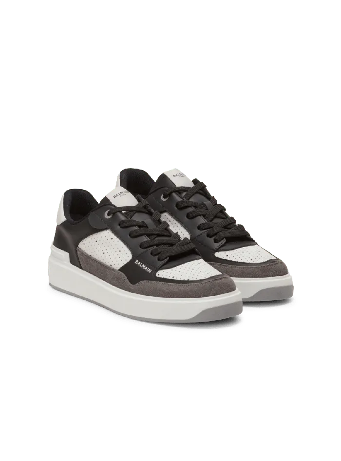 Balmain BCourt Flip Sneakers In Leather And Suede Black Men Sneakers