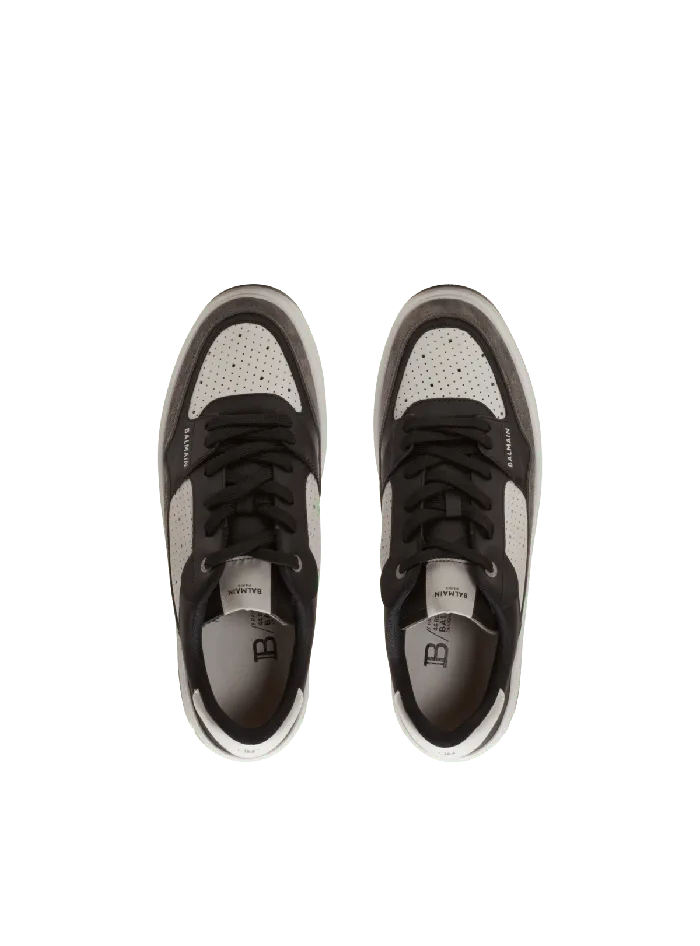 Balmain BCourt Flip Sneakers In Leather And Suede Black Men Sneakers