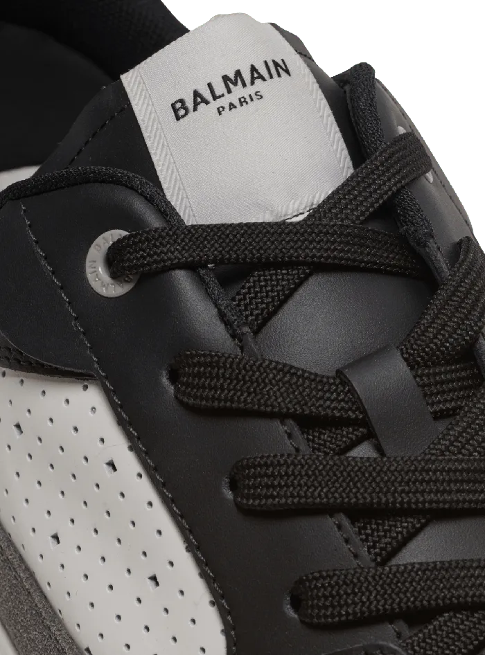 Balmain BCourt Flip Sneakers In Leather And Suede Black Men Sneakers