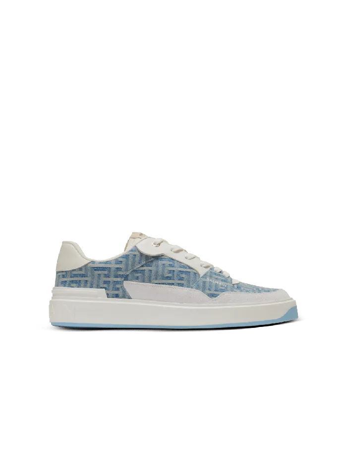 Balmain BCourt Flip Sneakers In Monogrammed Denim Navy Men Sneakers