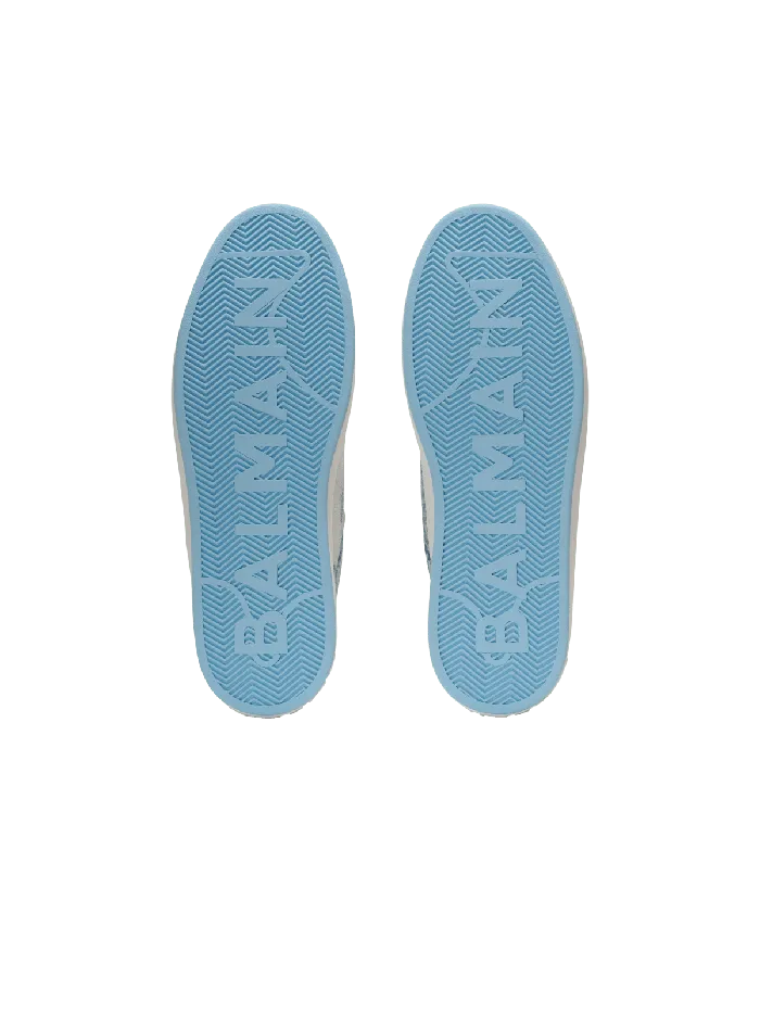 Balmain BCourt Flip Sneakers In Monogrammed Denim Navy Men Sneakers