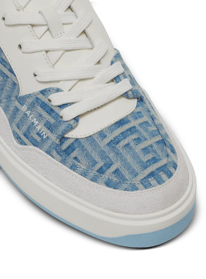 Balmain BCourt Flip Sneakers In Monogrammed Denim Navy Men Sneakers
