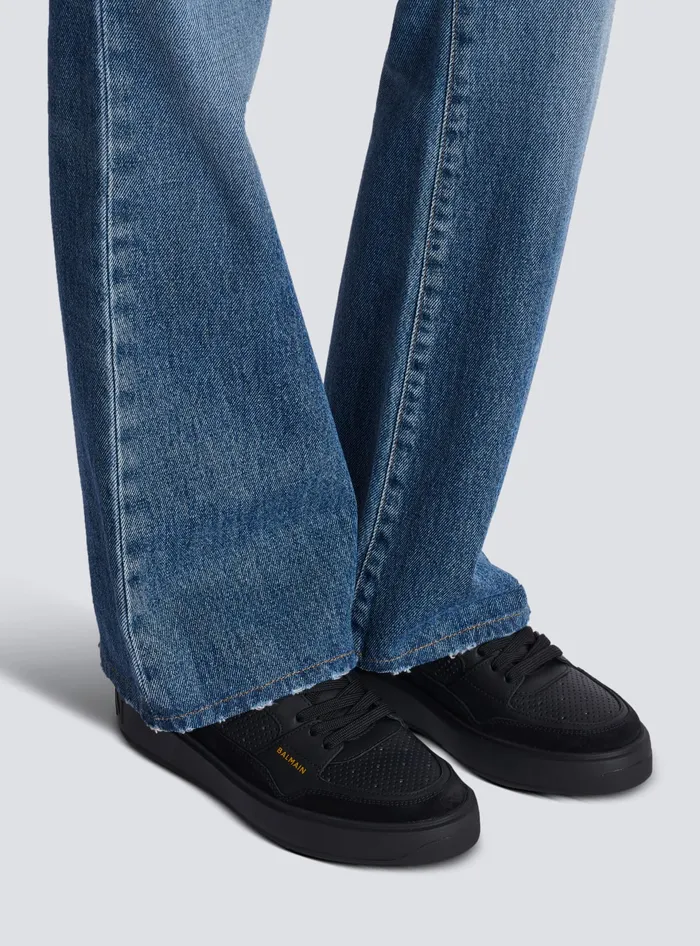 Balmain BCourt Flip Trainers In Calfskin Black Women Sneakers