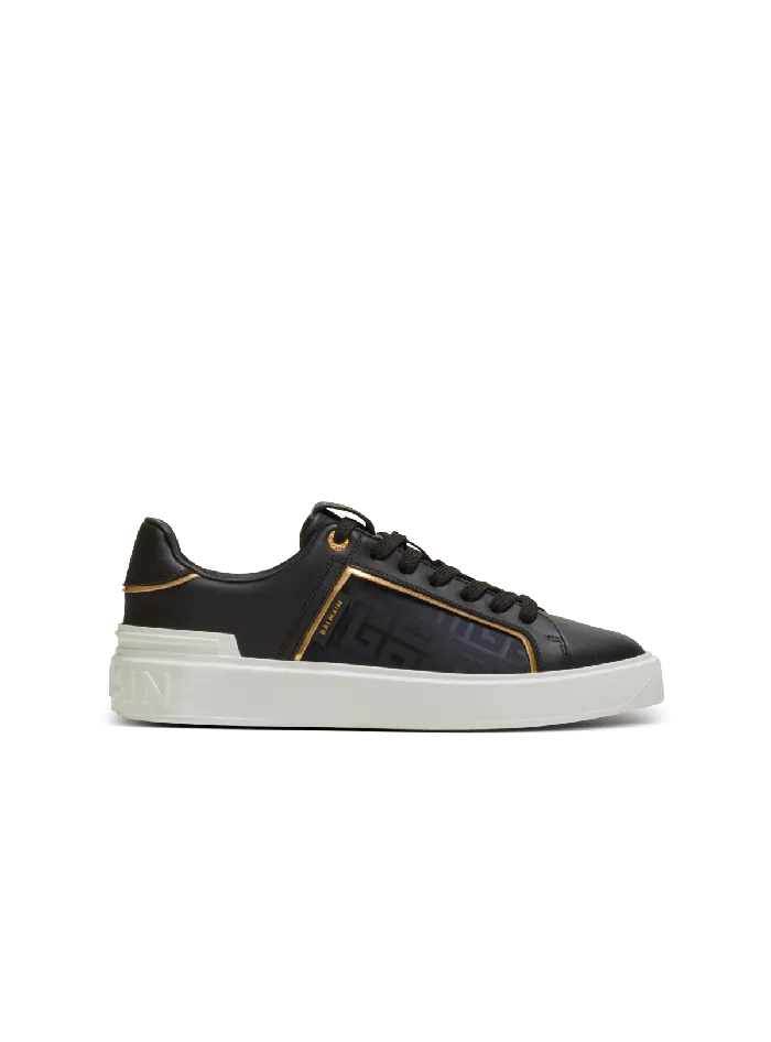 Balmain BCourt Monogrammed Nylon And Leather Sneakers Black Women Sneakers