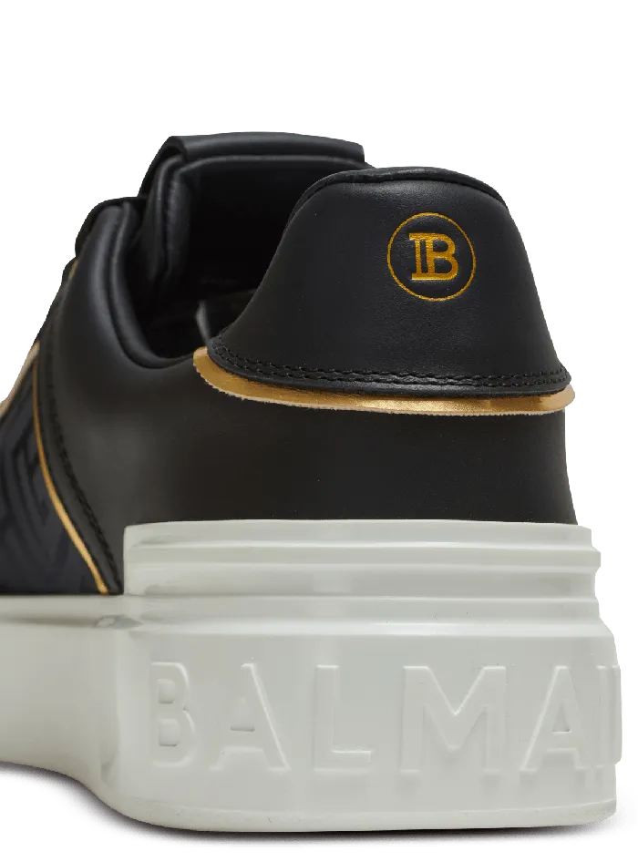 Balmain BCourt Monogrammed Nylon And Leather Sneakers Black Women Sneakers