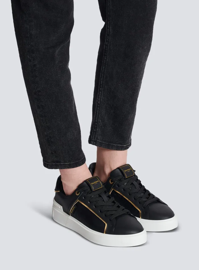 Balmain BCourt Monogrammed Nylon And Leather Sneakers Black Women Sneakers