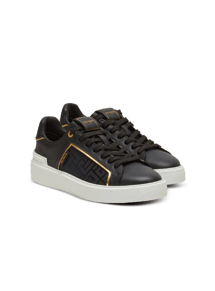 Balmain BCourt Monogrammed Nylon And Leather Sneakers Black Women Sneakers
