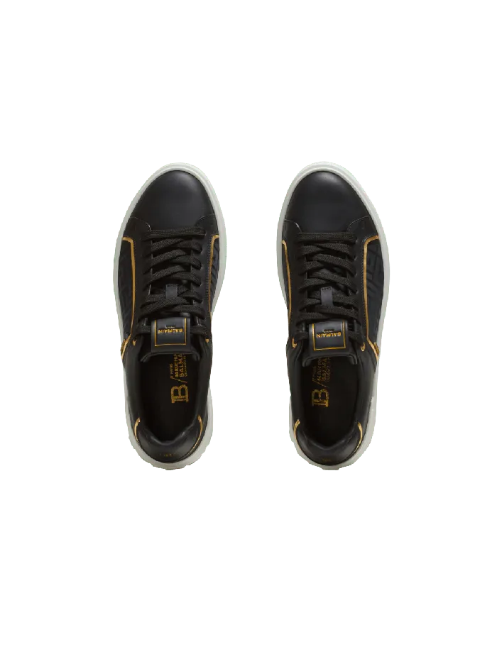 Balmain BCourt Monogrammed Nylon And Leather Sneakers Black Women Sneakers