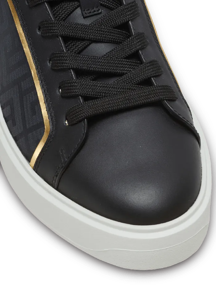 Balmain BCourt Monogrammed Nylon And Leather Sneakers Black Women Sneakers
