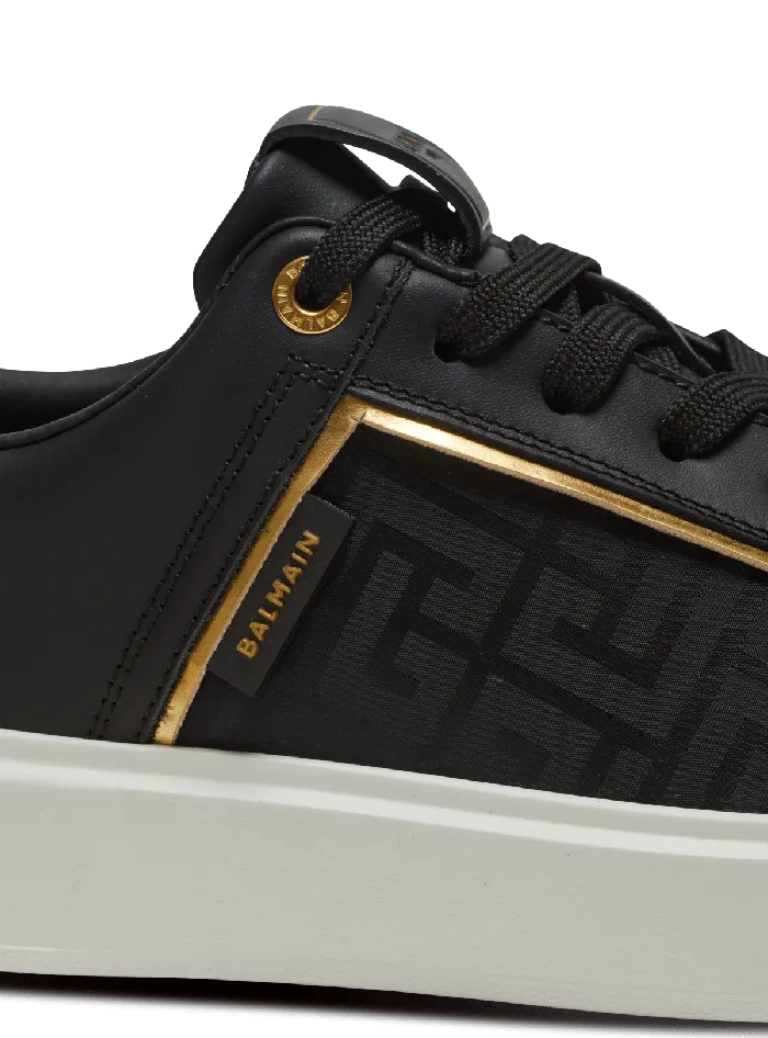 Balmain BCourt Monogrammed Nylon And Leather Sneakers Black Women Sneakers
