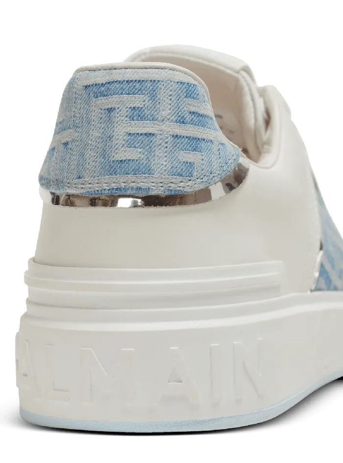 Balmain BCourt Sneakers In Leather And Denim Blue Men Sneakers